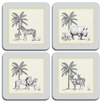 Coasters, Harlequin, Dove Grey, Set of 4-0