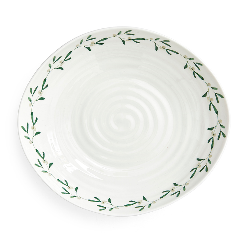 Mistletoe Set of 4 Pasta Bowls, D23.5cm, White/Green-4