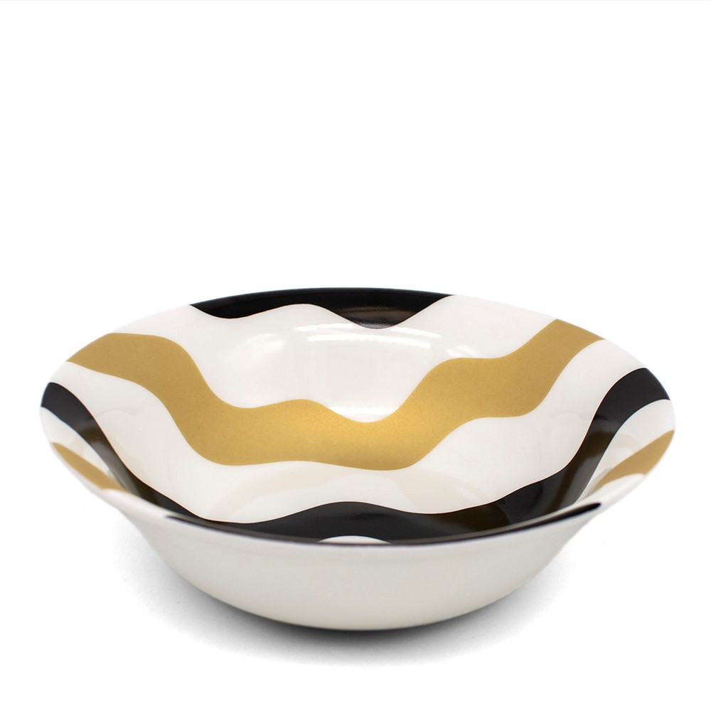 Scallop Collection Bowl, H5 x D17cm, Black And Gold-1