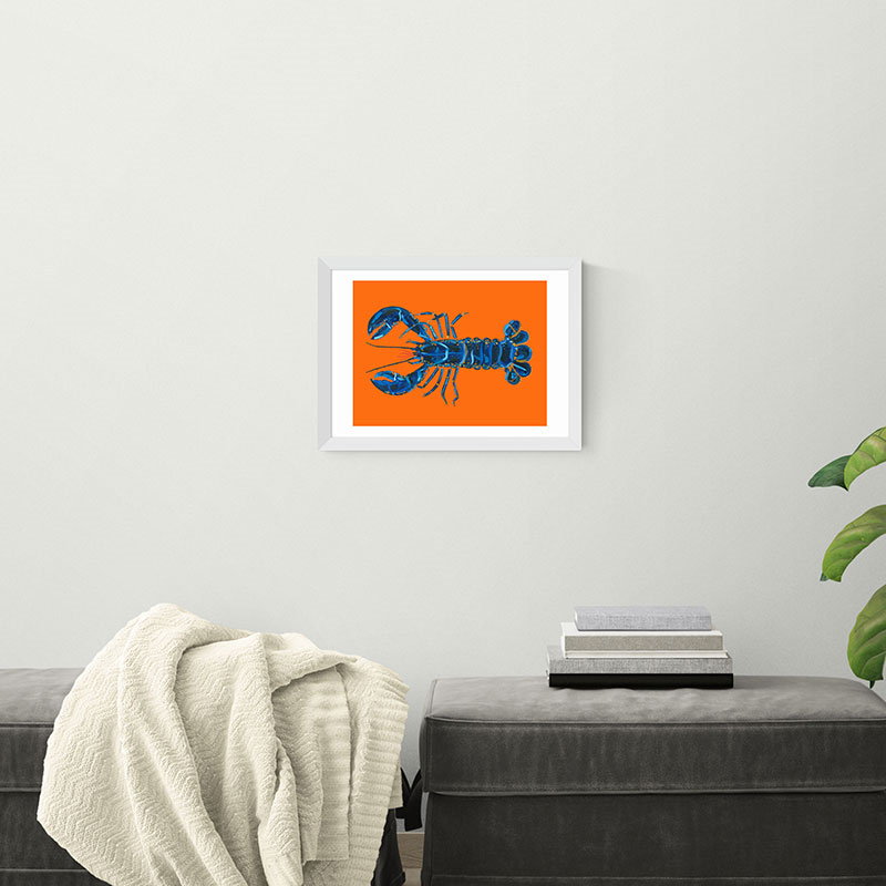 Alice Straker Lobster on Orange Framed Print, 45 x 33cm, Orange-1