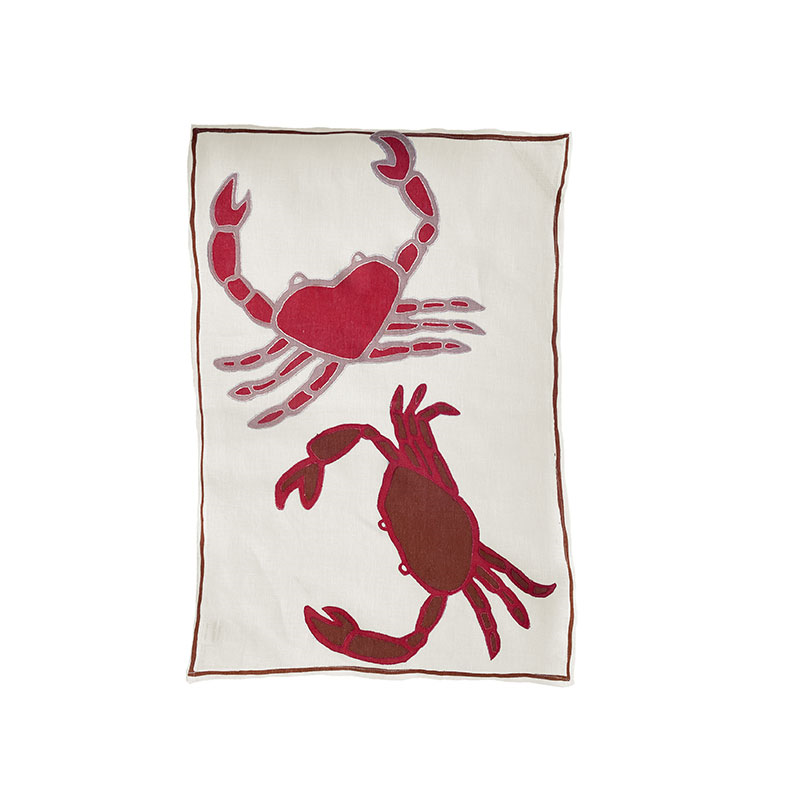 Crab Tea Towel, 50 x 70cm, Red/Pink-0