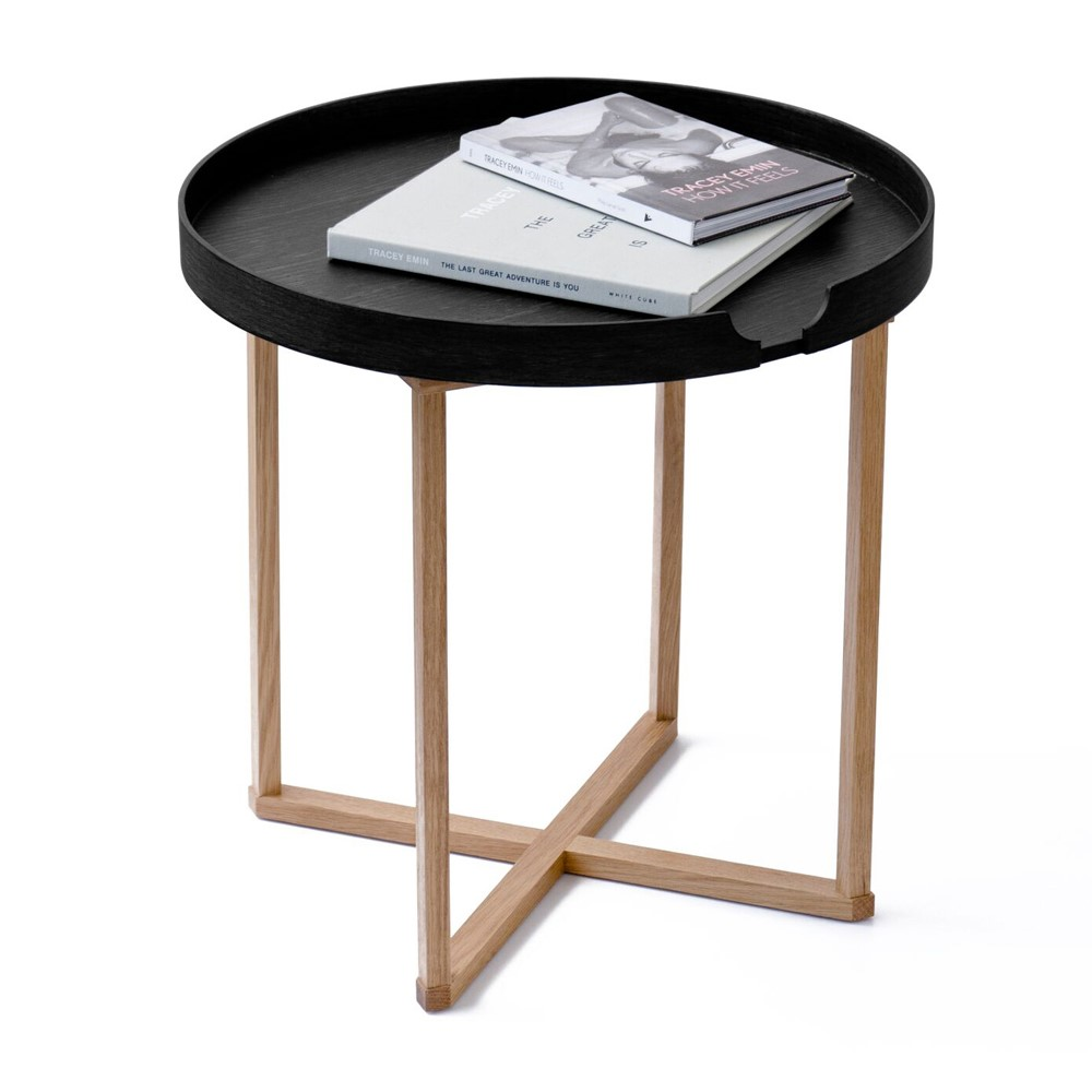 Damien Round table, H45 x W45 x D45cm, Black/Oak-1