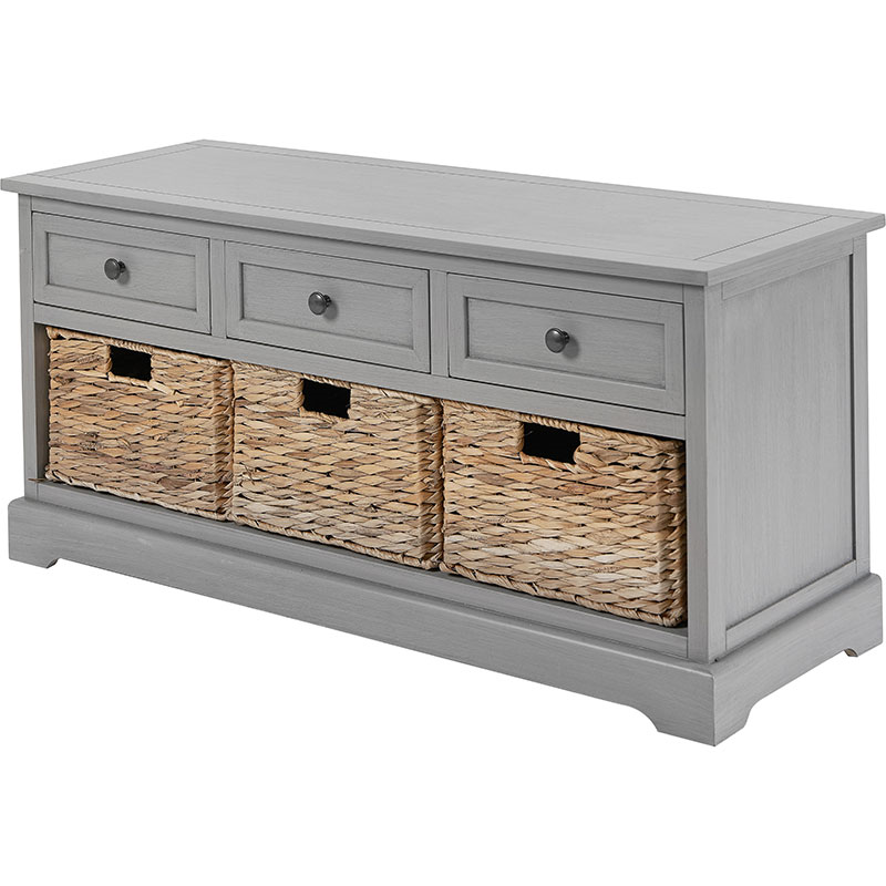 Devonshire 3 Drawer Basket Unit, Grey-2