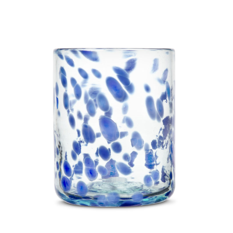 Azul Set of 2 Hand Made Glass Tumblers, H11cm, Blue-3