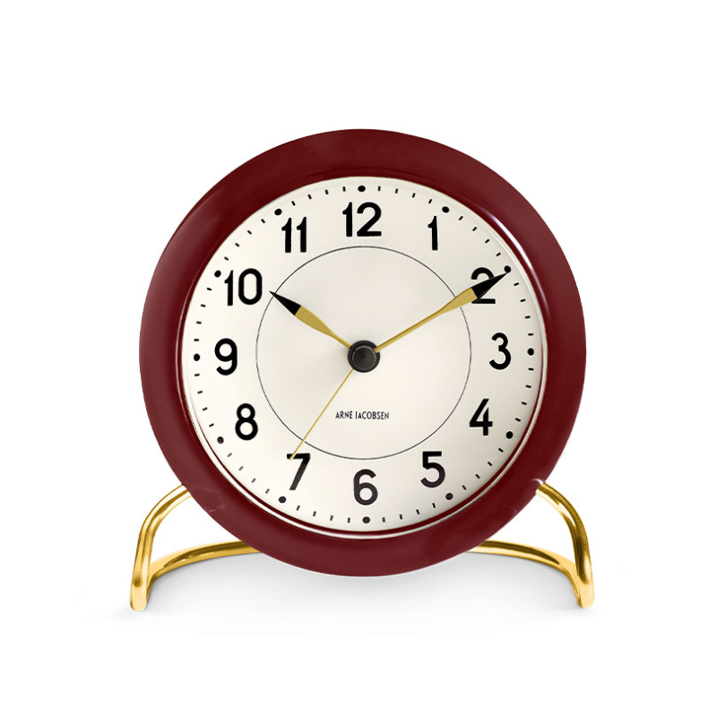 Station Table Clock, D11cm, Bordeaux/White-0