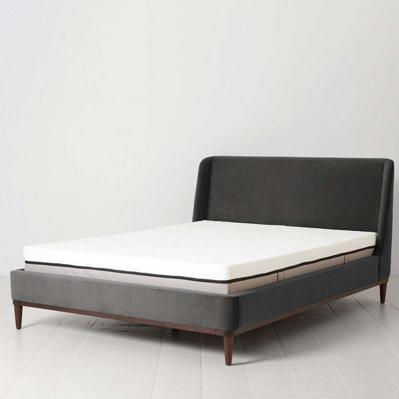 Bed 02 Velvet King Size Frame, Charcoal-0