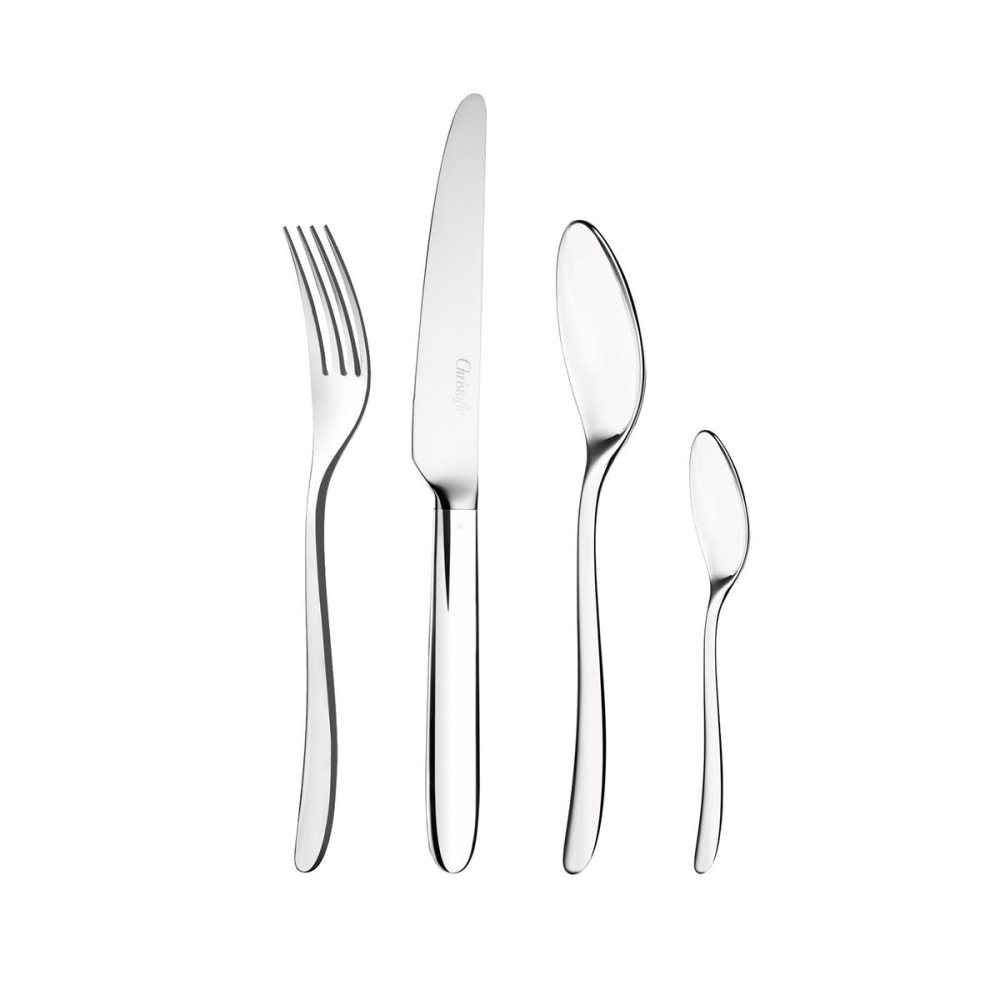 Mood 24 piece cutlery set with storage capsule for 6 people, H30 x D20cm, Christofle Silver-2