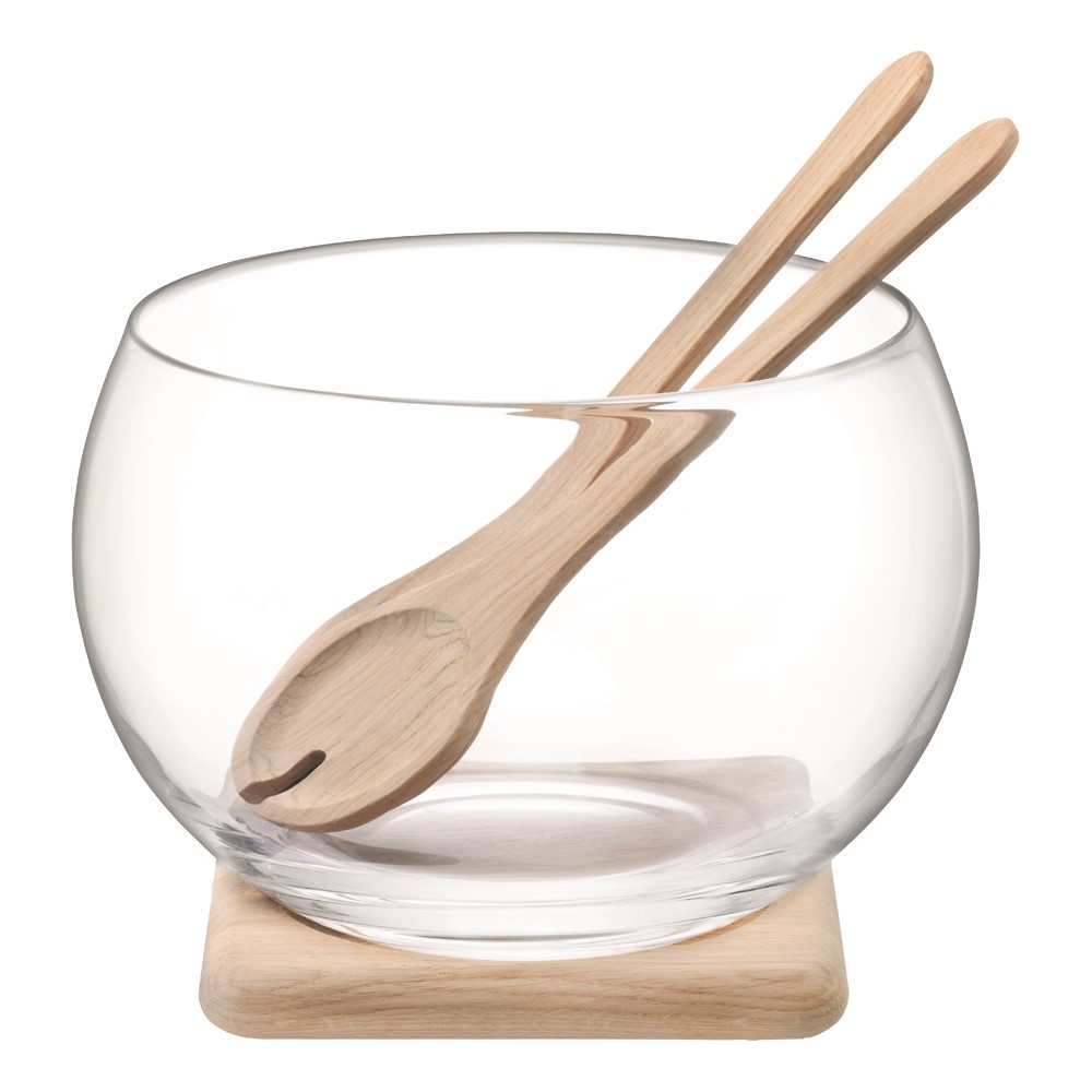 Serve Salad set & oak base, 18cm-1