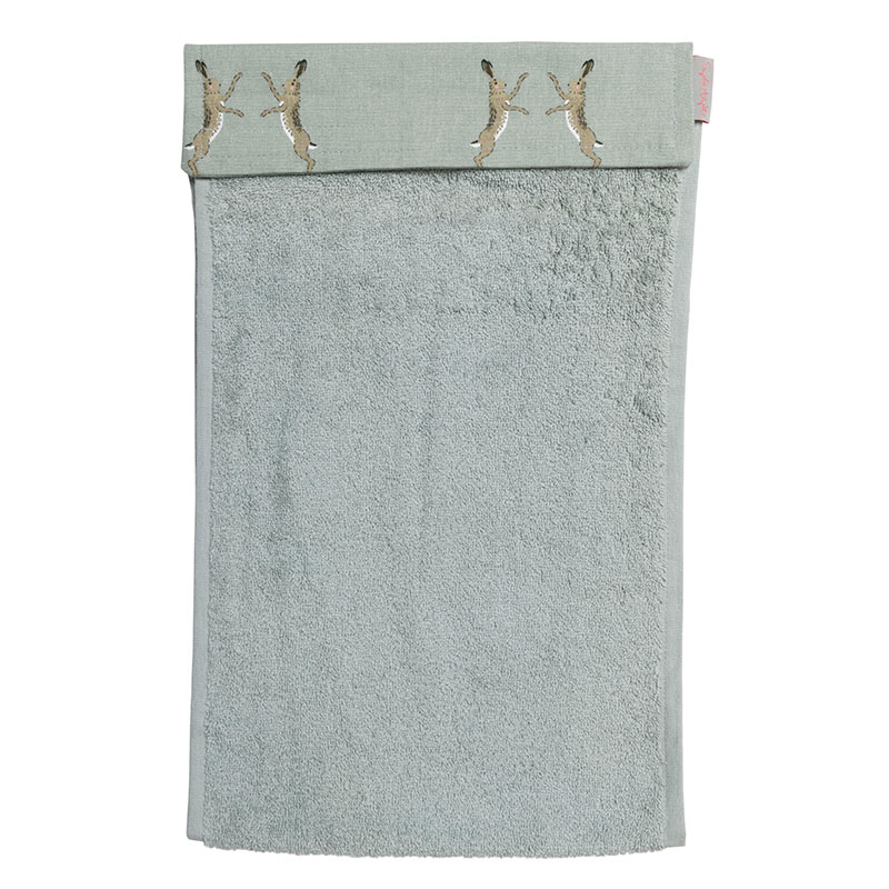 Boxing Hares Roller Hand Towel, Duck Egg Grey-0