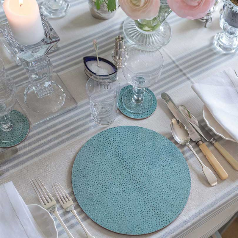 Shagreen Set of 4 Round Tablemats, D25.5cm, Green-1