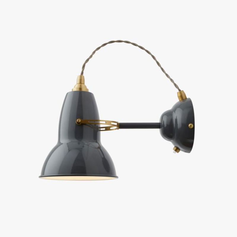 Original 1227 Brass Wall Light, Elephant Grey-1