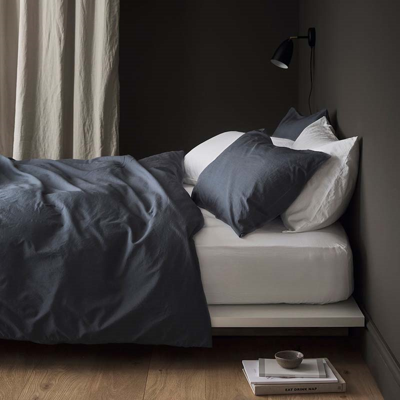 Relaxed Cotton Double Duvet Cover, Ink-2