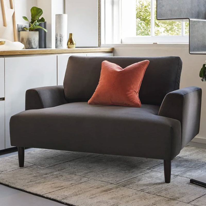 Model 05 Velvet Love Seat, Charcoal-0