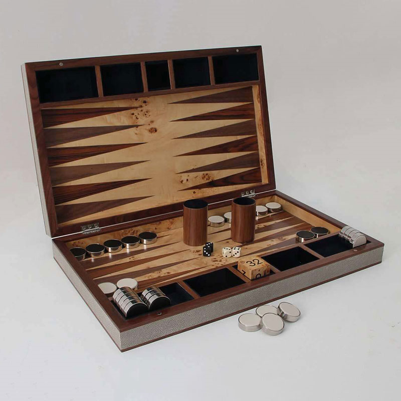 Backgammon Board, 54 x 34cm, Barley Shagreen-2