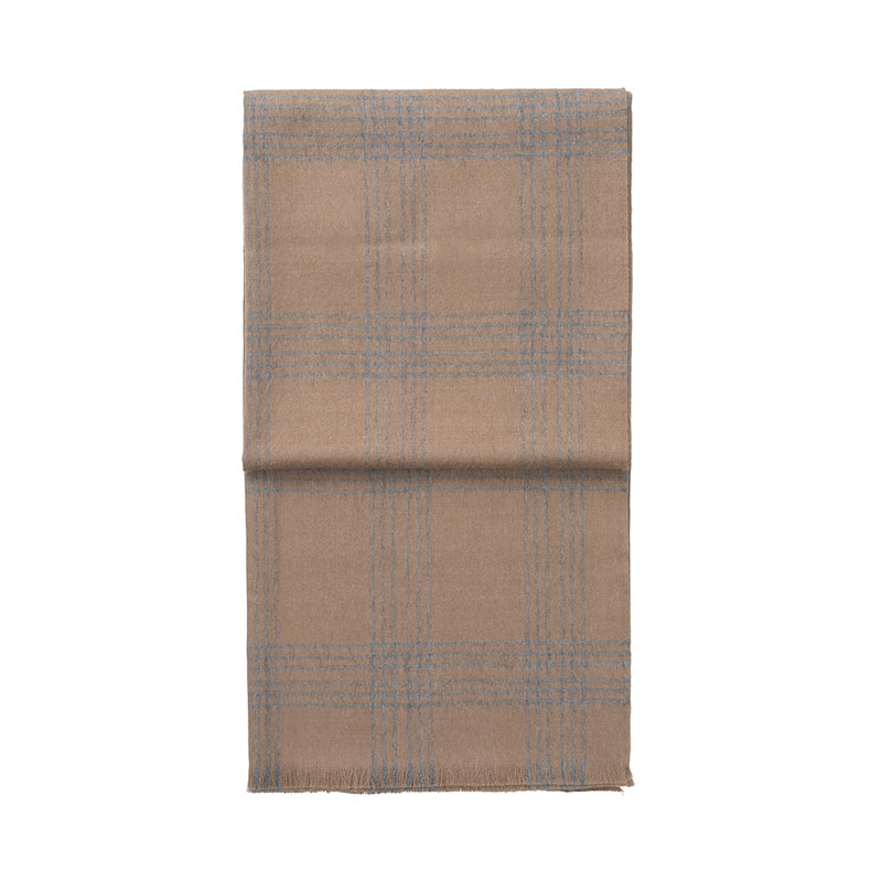 Check Throw, H190cm x W130cm, Light Grey/Camel-0