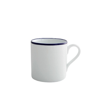 Mug, Canteen, White/Blue Rim, Set of 6-0