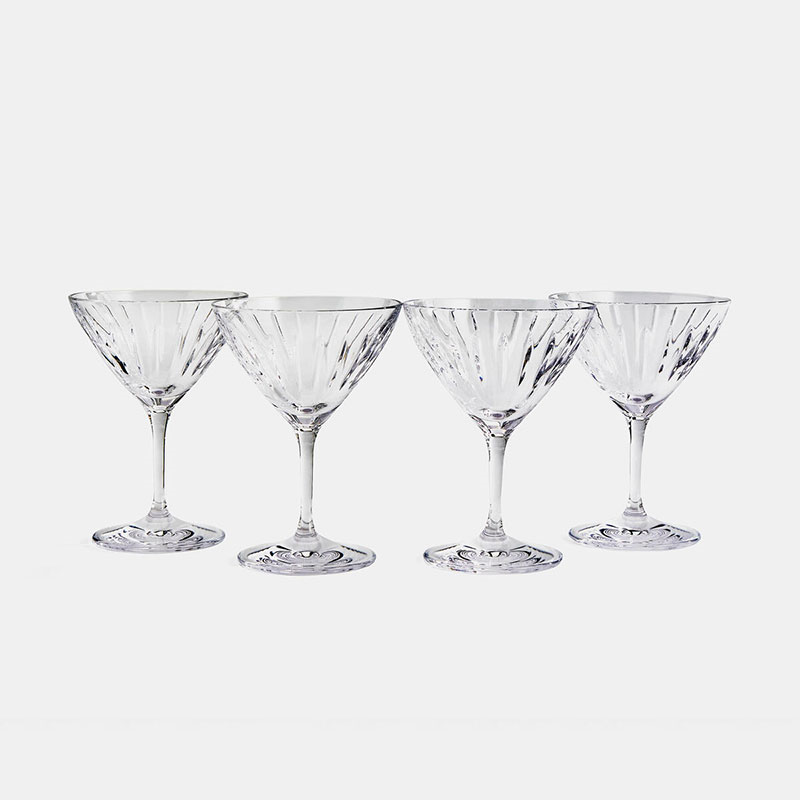 Roebling Set of 4 Cocktail Glasses, 212ml, Clear-0