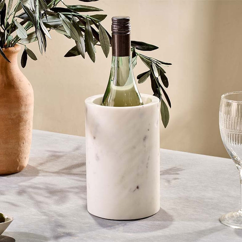 Duru Marble Wine Cooler, H18cm, White-0