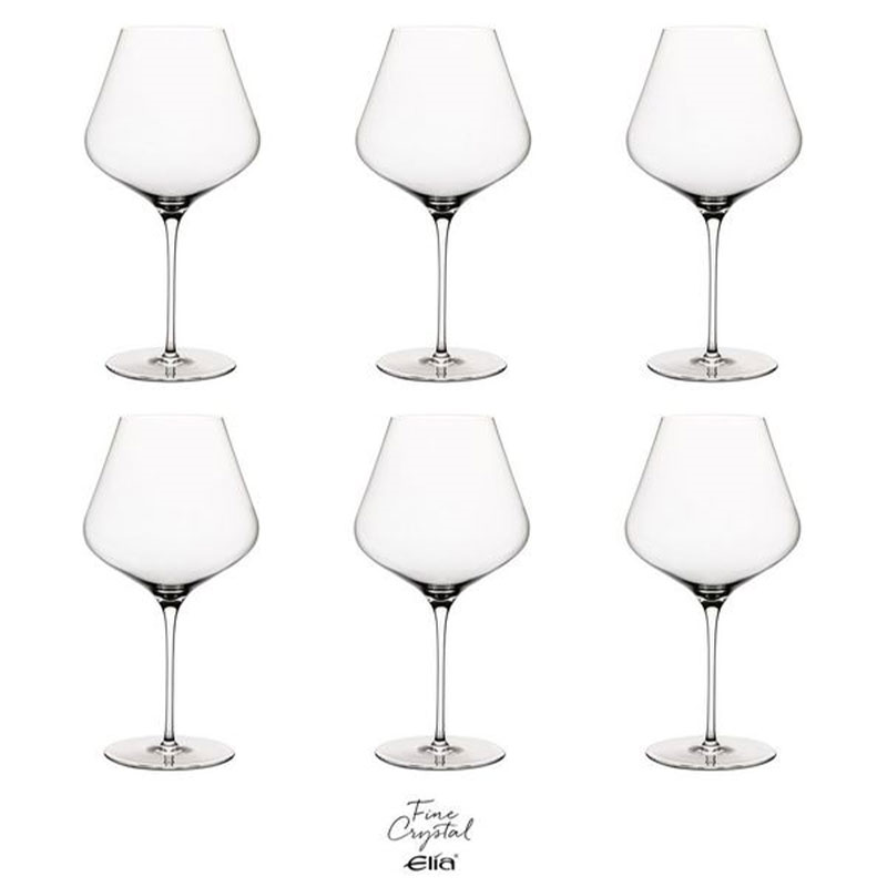 Motive Set of 6 Crystal Burgundy Glasses, 730ml, Clear-0