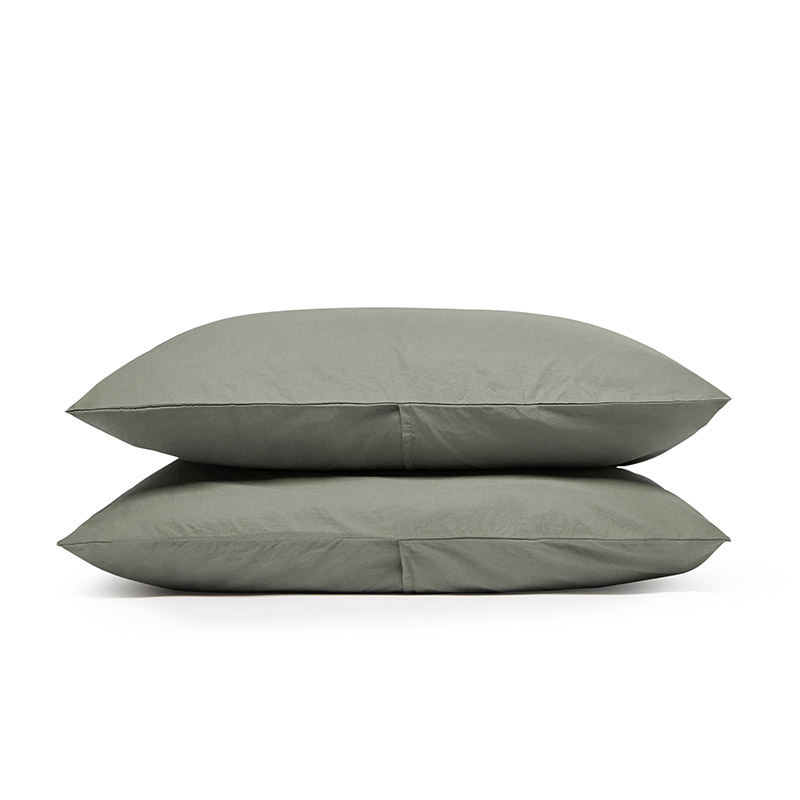 Relaxed Cotton Pair of Standard Pillowcases, Moss-1