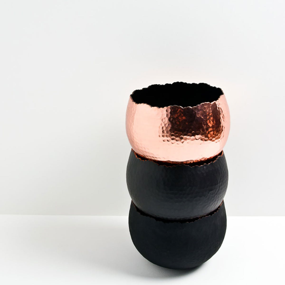 Hammered Bowl planter, H21 x W30 x D30cm, Copper-2