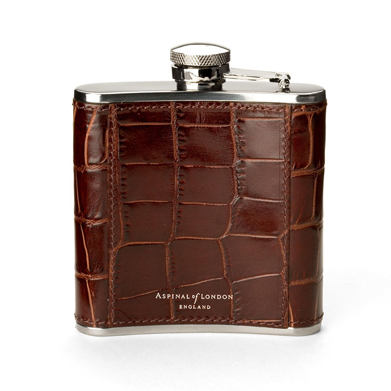 Classic Hip Flask, H11.5 x W9.5cm, Amazon Brown Croc-0