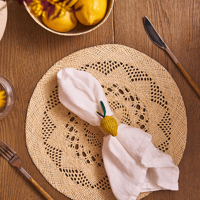 Classic Set of 2 Open Weave Placemats, D30cm, Natural-7