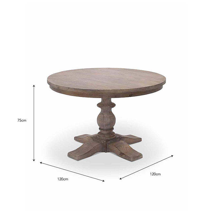 Topsham Round Dining Table, D120cm, Natural-5