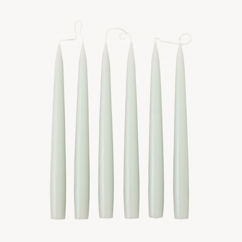 Set of 6 Tapered Dinner Candles, H25cm, Pale Green-0