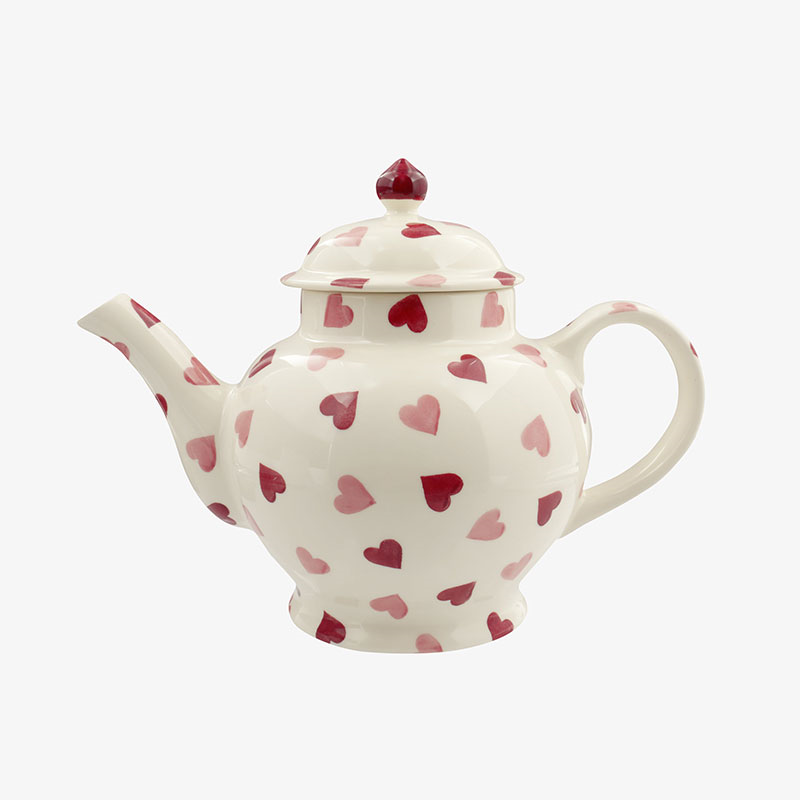 Pink Hearts Teapot, 1.6l, Cream-1