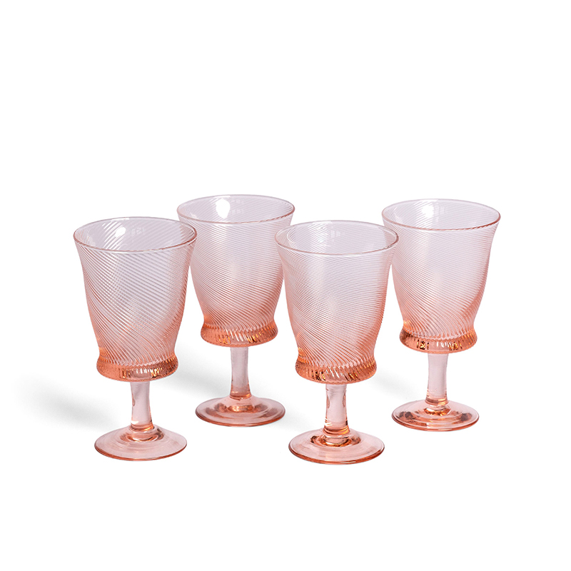 Spiral Set of 4 Wine Glasses, 175ml, Pink-0