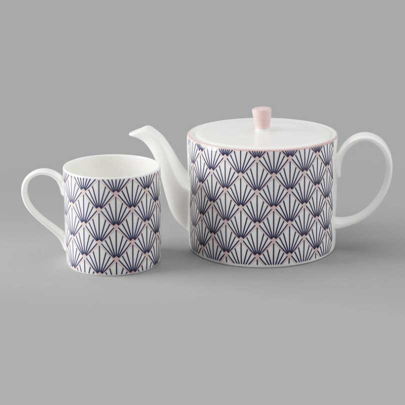 Zighy Teapot, 1l, Blue & Blush Pink-1