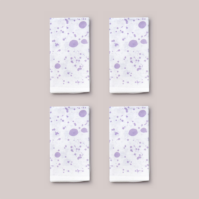 Splatter Set of 4 Napkins, W50 x L50cm, Lilac-1