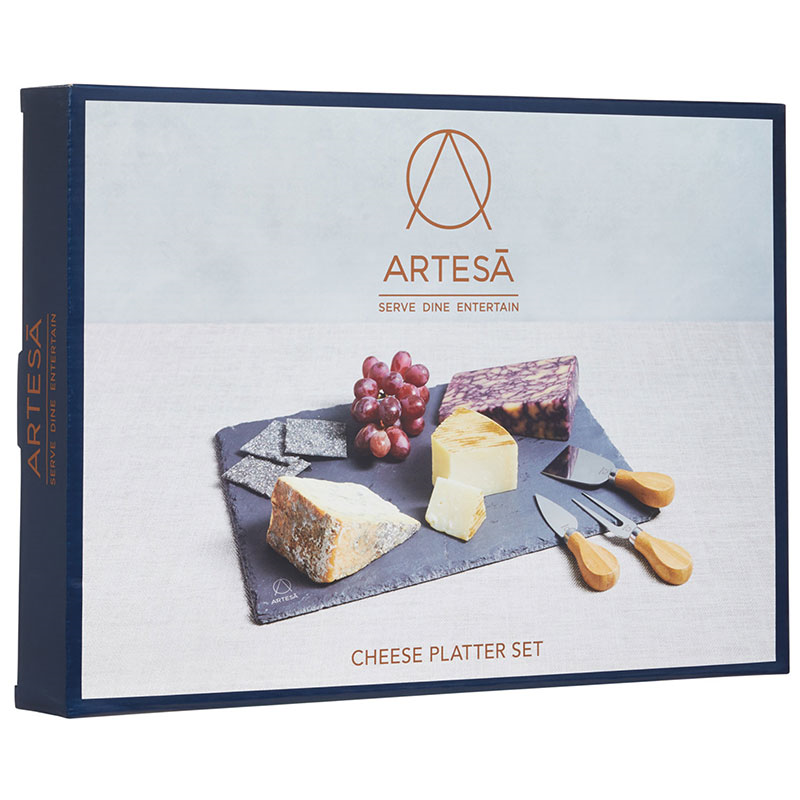 Cheese platter set, 35 x 25cm, Slate And Acacia Wood-5