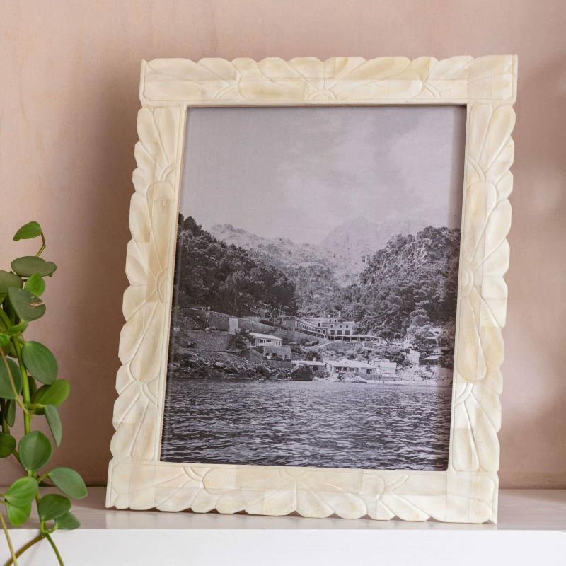 Floral Carved Photo Frame, 10 x 8", Ivory-0