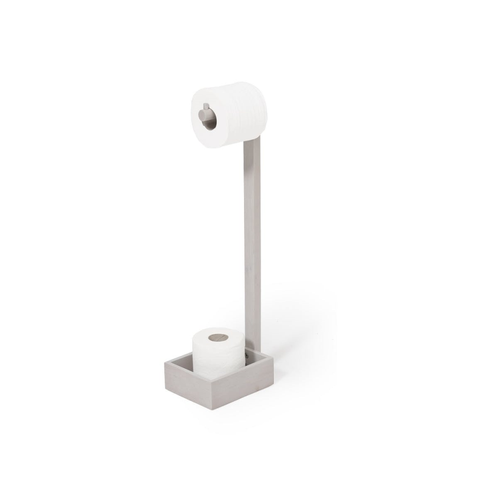 Mezza Freestanding loo roll holder, H60 x W20 x D15cm, Oyster White-0