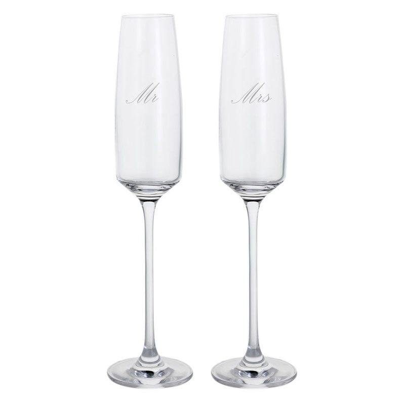 Mr & Mrs Elevate Set of Two Flutes, 170ml, Clear-1