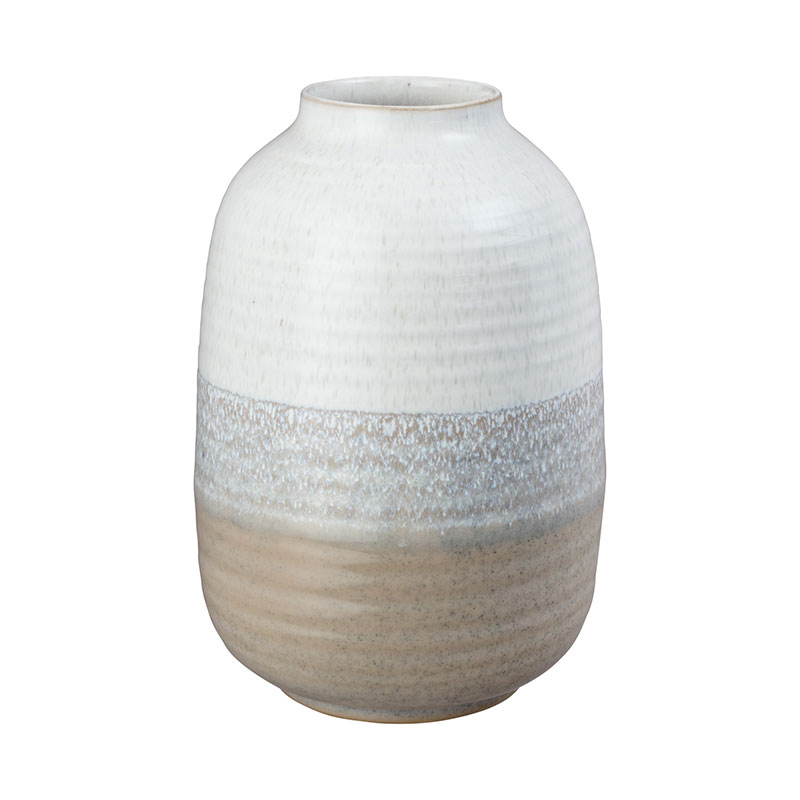 Kiln Large Barrel Vase, H26cm, Cream-0