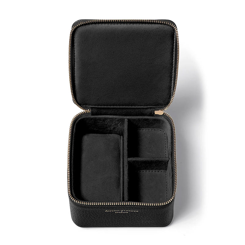 Travel Watch & Ring Box, L12 x W12cm, Black Pebble-3