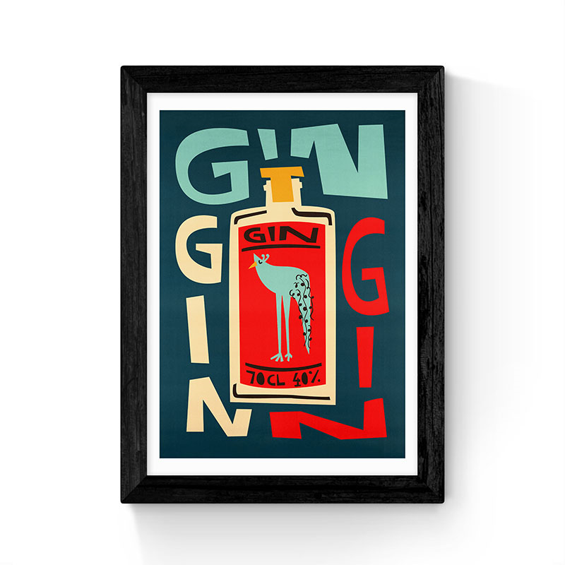 Fox and Velvet Gin Gin Gin Art Print, H61.5 x W44cm, Multi-0