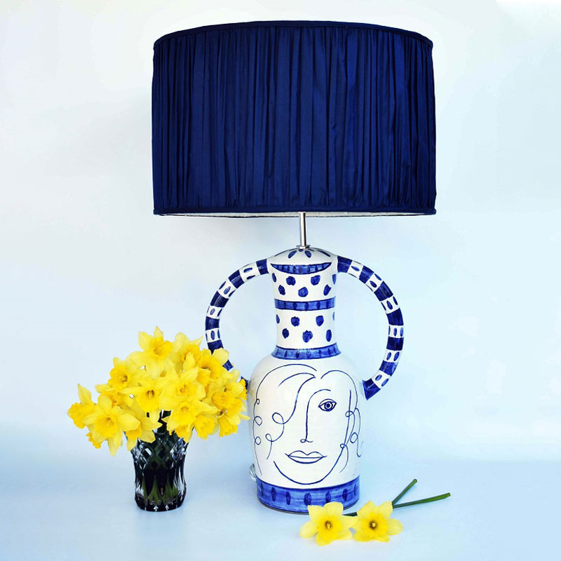 Côte d’Azur Collection Lady Hilaire Hand Glazed Ceramic Table Lamp Base Only, Blue-1