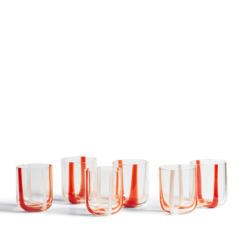 Mila Set of 6 Tumblers, Red & White-1