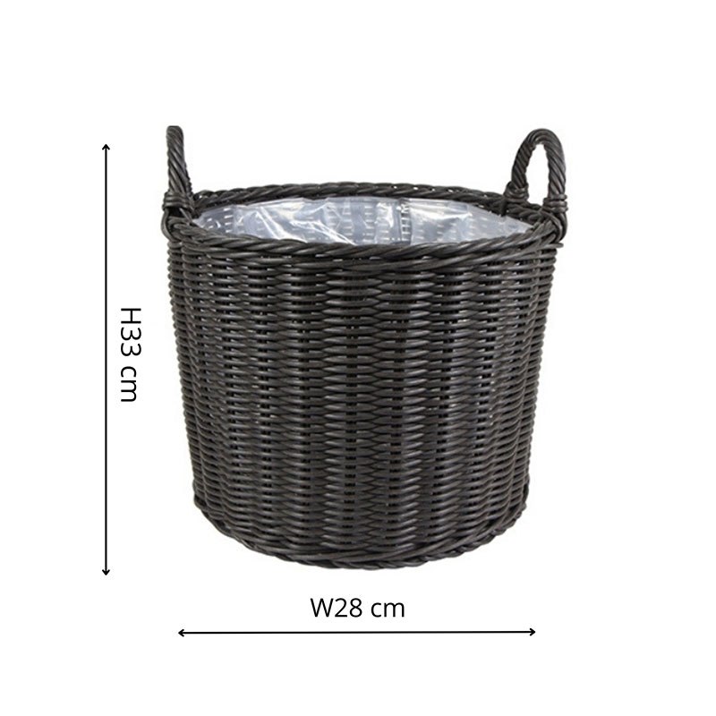 Polyrattan Set of 2 Lined Planters, Willow-4