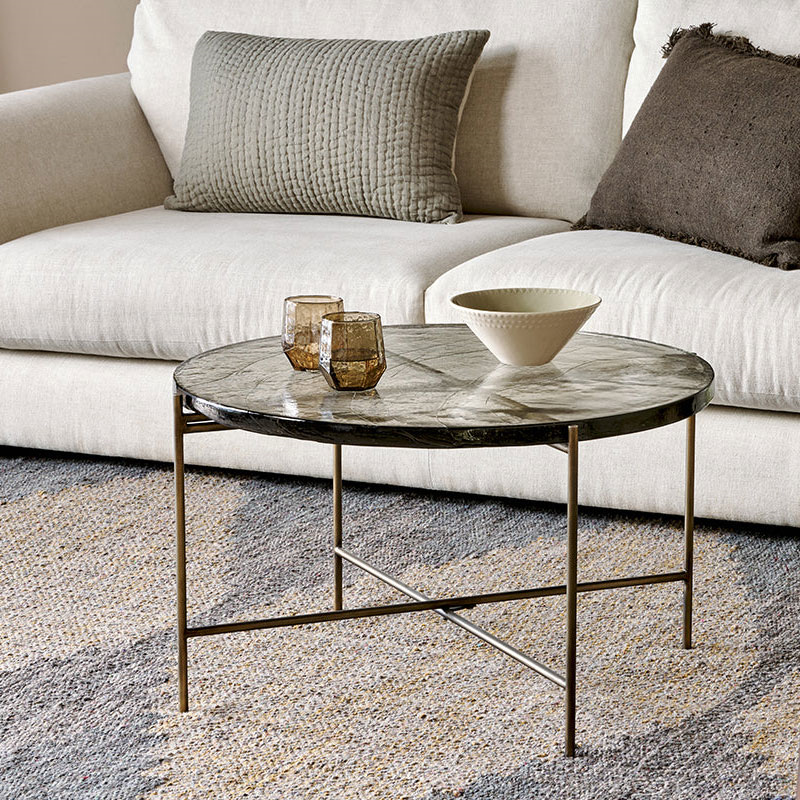 Aluva Glass Coffee Table, Antique Brass-0