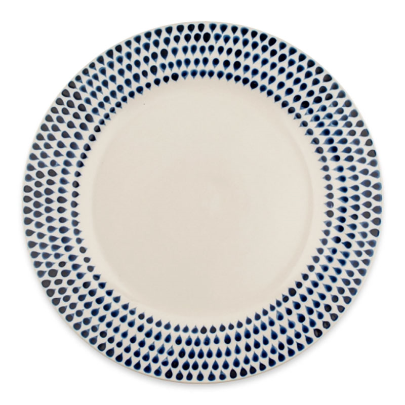 Indigo Drop 12 Piece Dinner Set, Cream & Blue-3