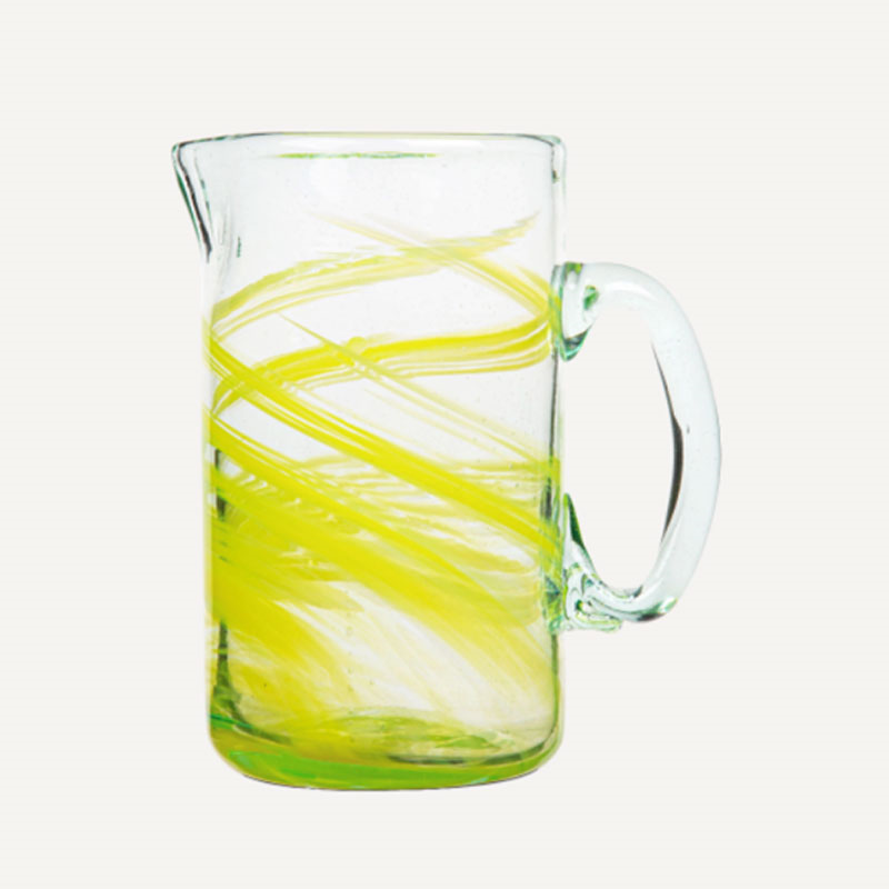 Amarillo Hand Made Glass Jug/Pitcher, 1L, Yellow-1