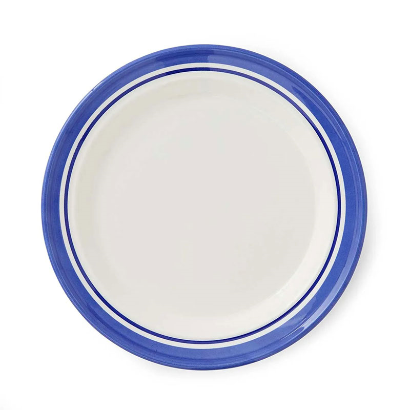 Potter's Stripe Set of 4 Dinner Plates, D26cm, Blue-5