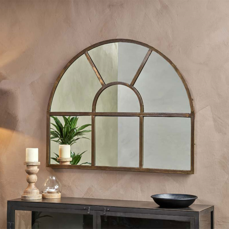 Imoma Overmantle Arch Mirror, H100 x W80cm, Brass-0