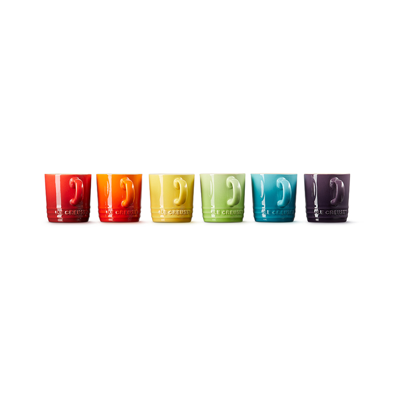 Stoneware Set of 6 espresso mugs, 100ml, Rainbow-2