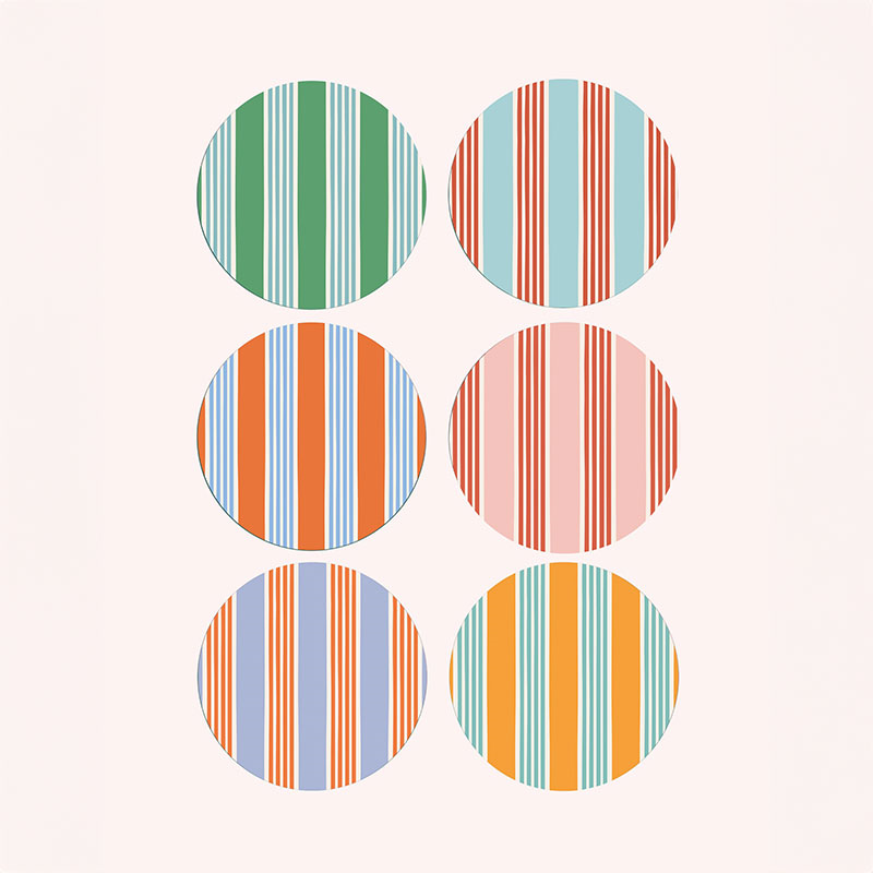 Amalfi Stripes Set of 6 Placemats, D29cm, Multi-0